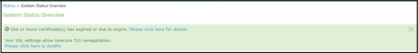Warning Signal Displayed