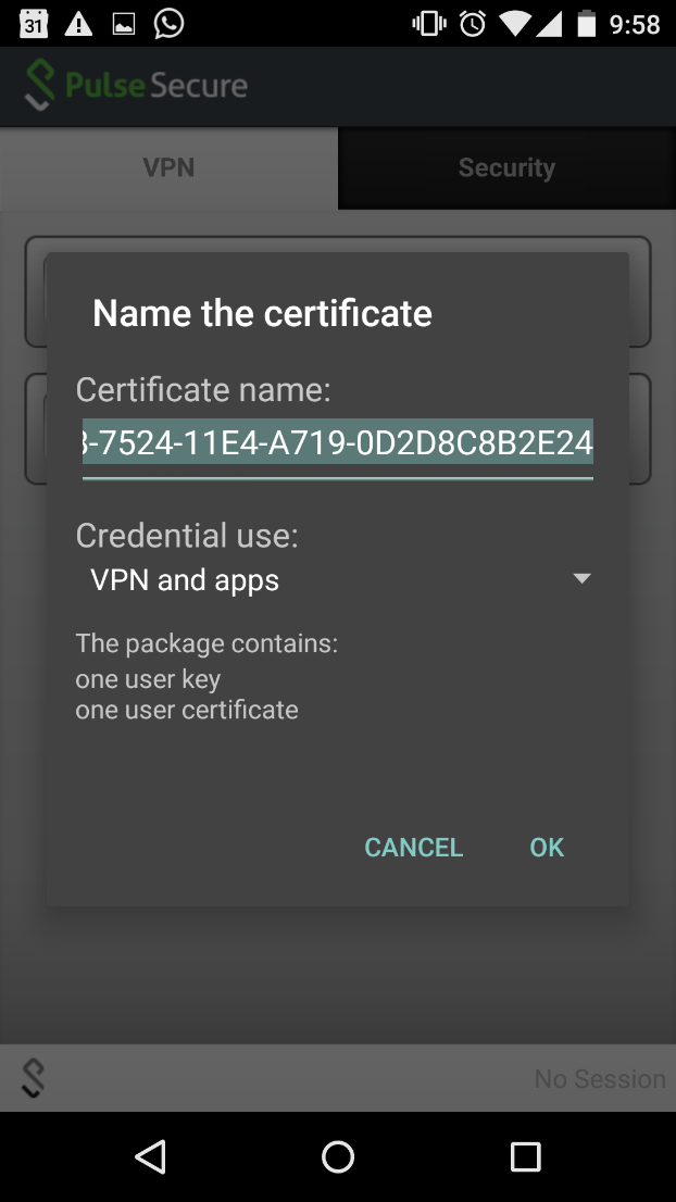  Certificate Name Page