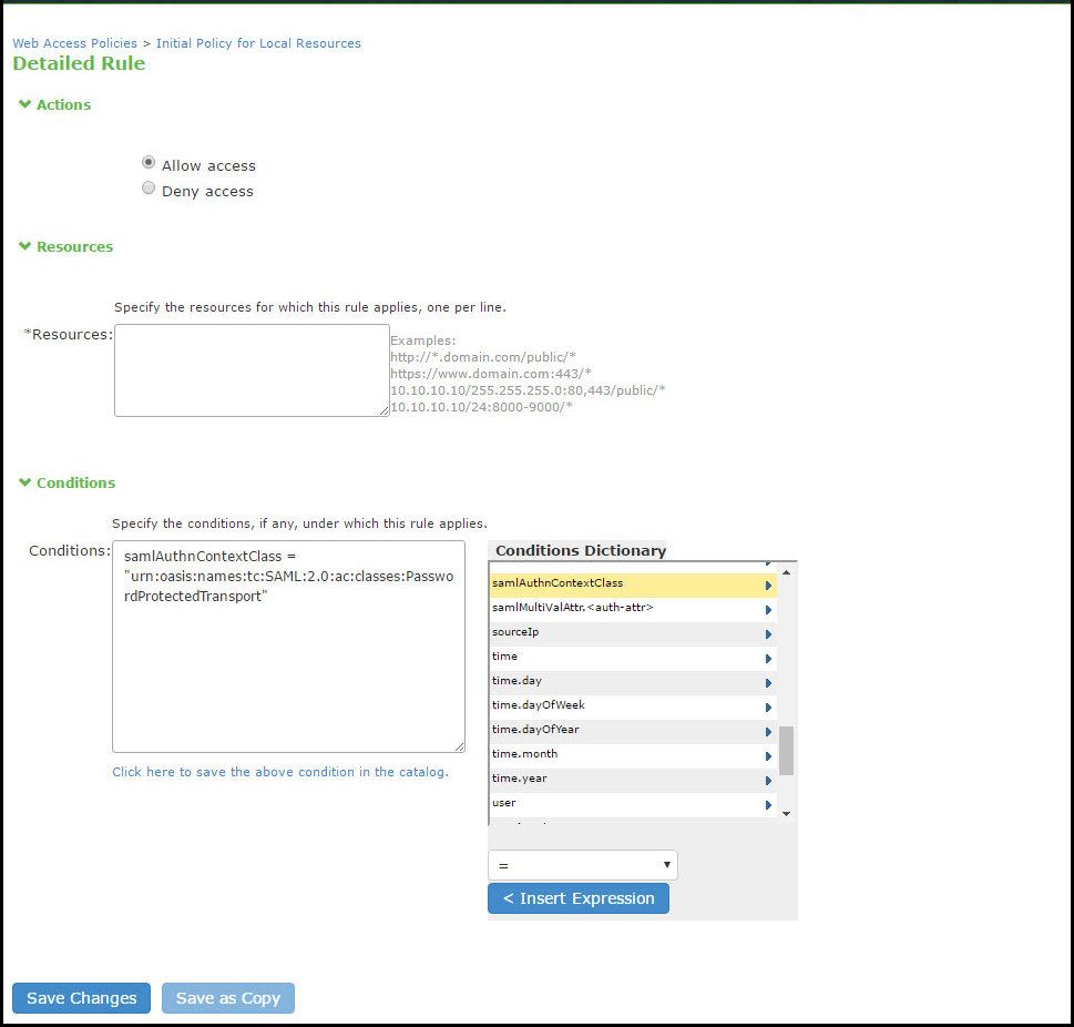 Detailed Rule Configuration Page