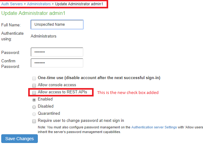 REST API Configuration
