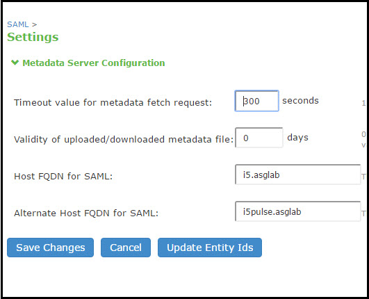 SAML Global Settings