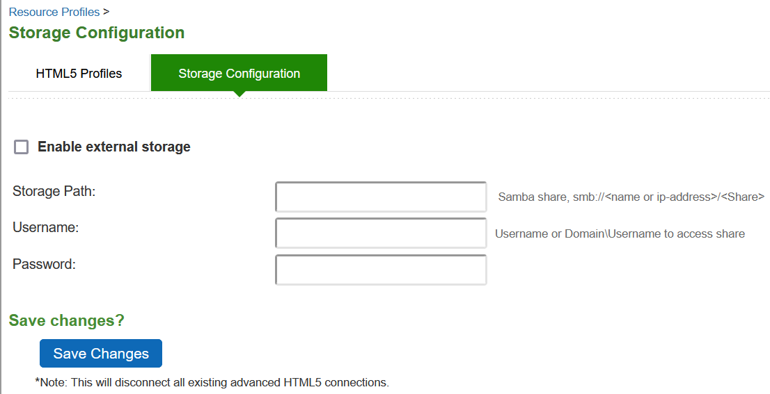 External Storage configuration