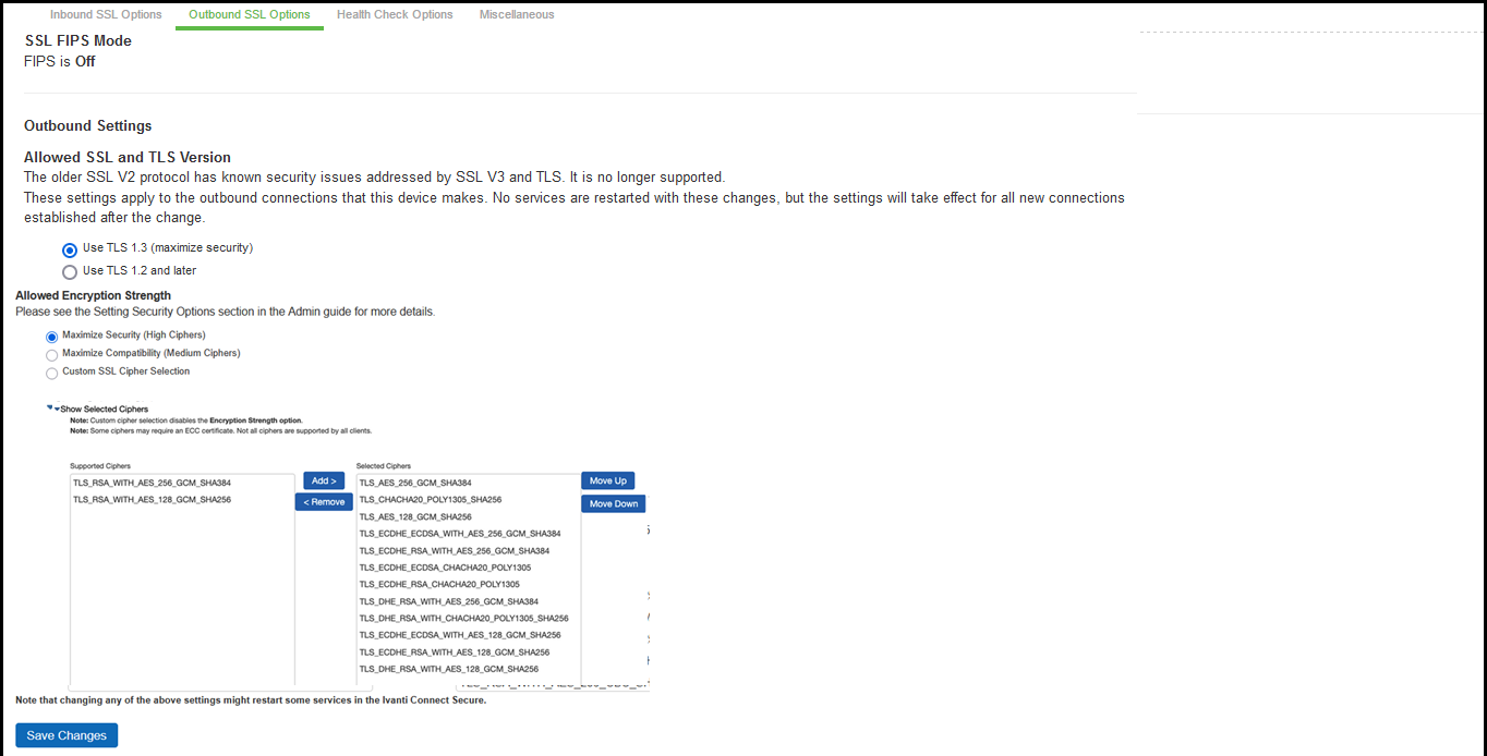 Outbound SSL Settings