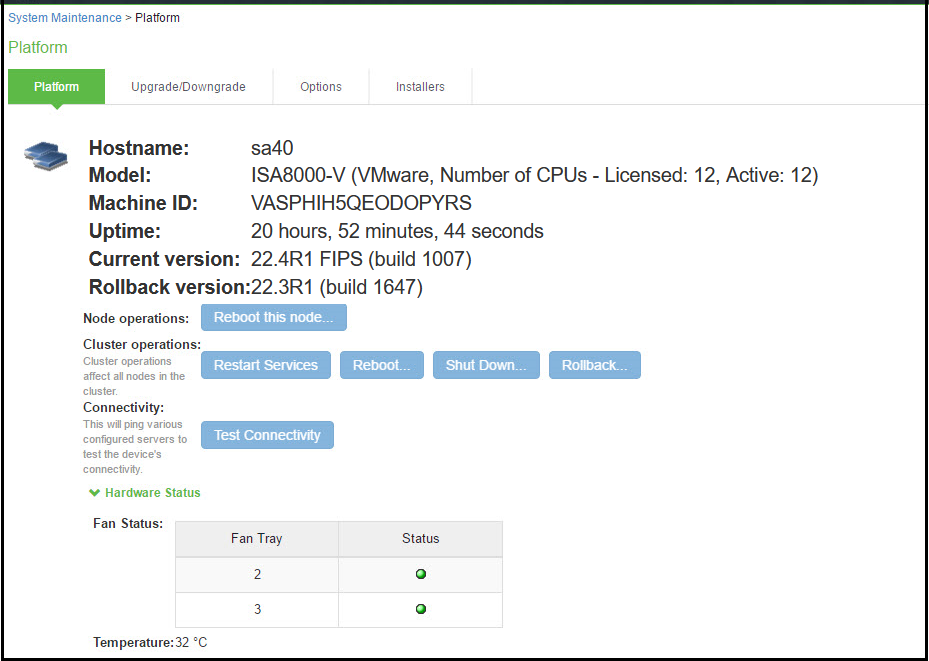 System Maintenance Page