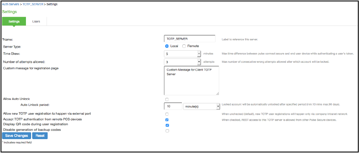 TOTP Authentication Server Page