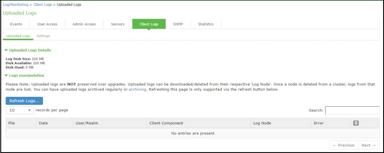 Uploaded Log Listing Page 