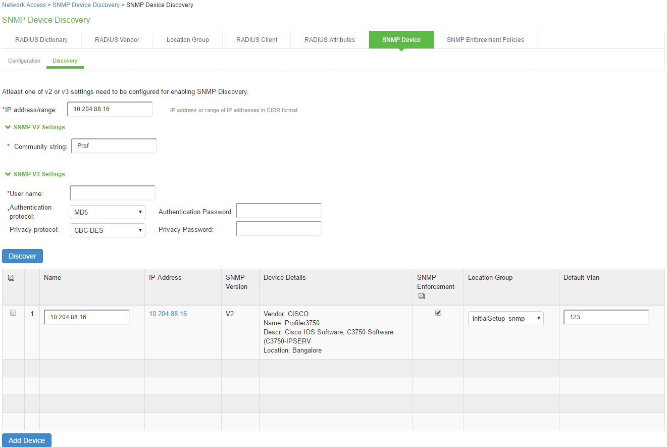 SNMP Device Details Interface, Internet Protection, Endpoint