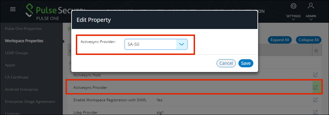 Workspace Property Configuring Workspace Properties