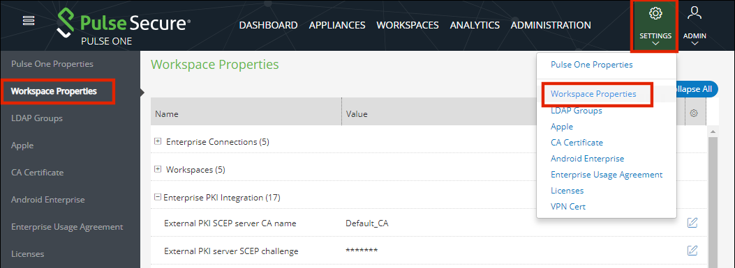 Workspace Property Configuring Workspace Properties