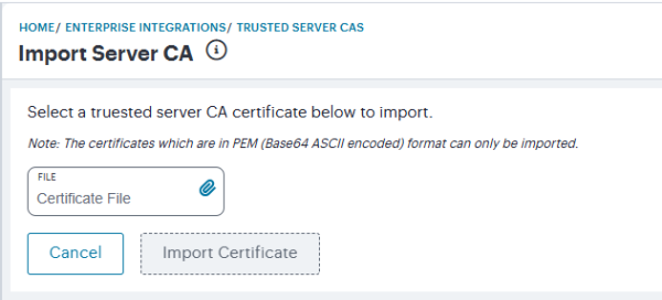 Importing a Trusted Server CA certificate