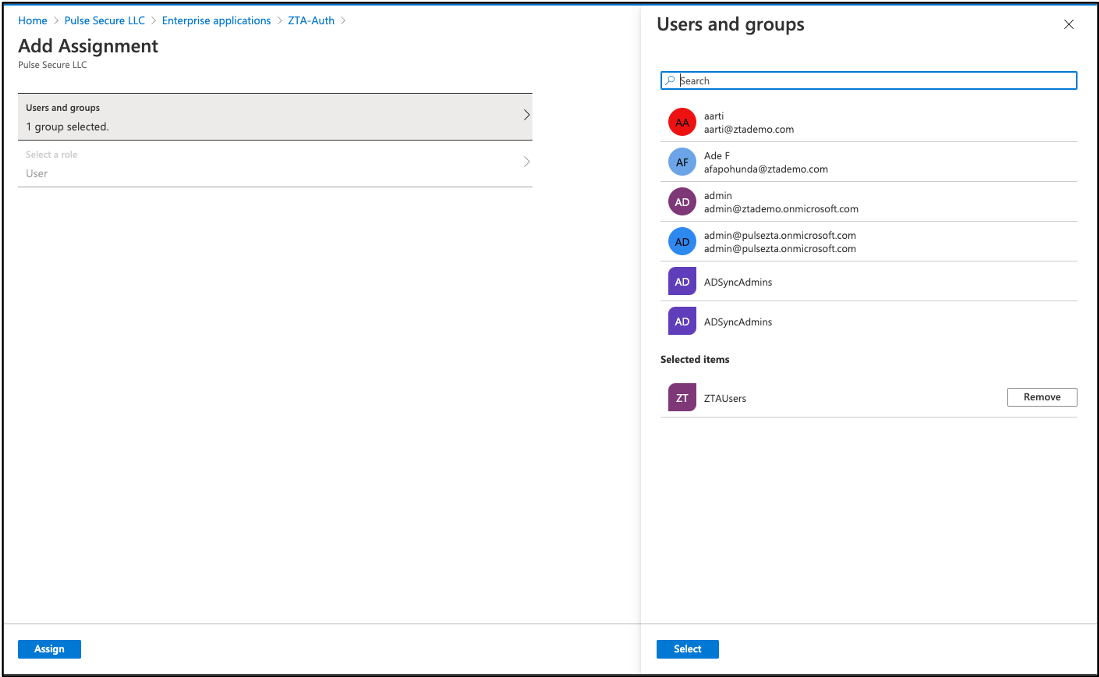 Assigning applications to users and security groups