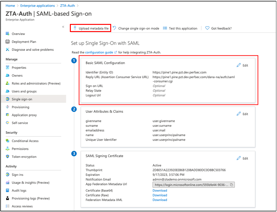 Setting Basic SAML Configuration in Azure AD applications