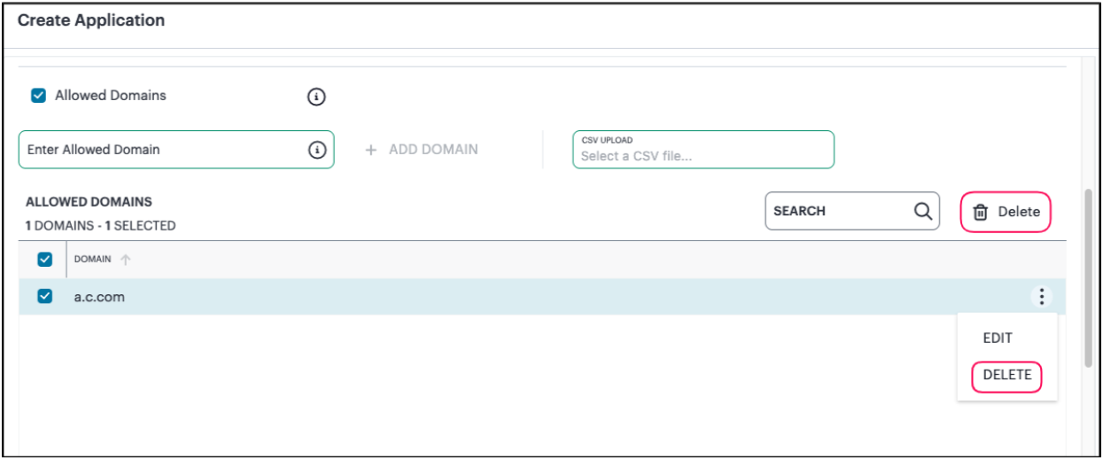 Adding allowed domains for an application