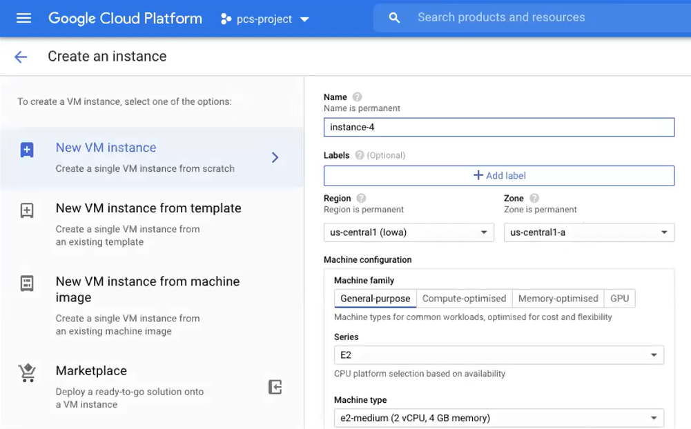 GCP Create Instance