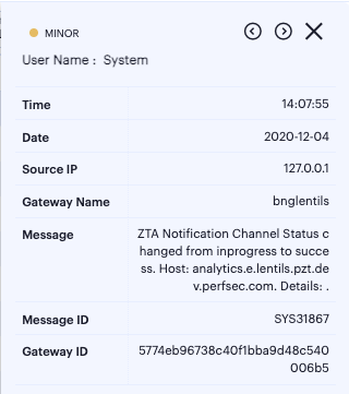 Viewing a single log entry in the info-panel