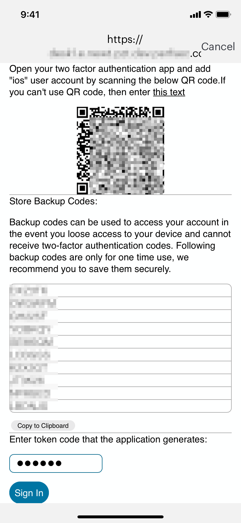 First-time sign in TOTP registration