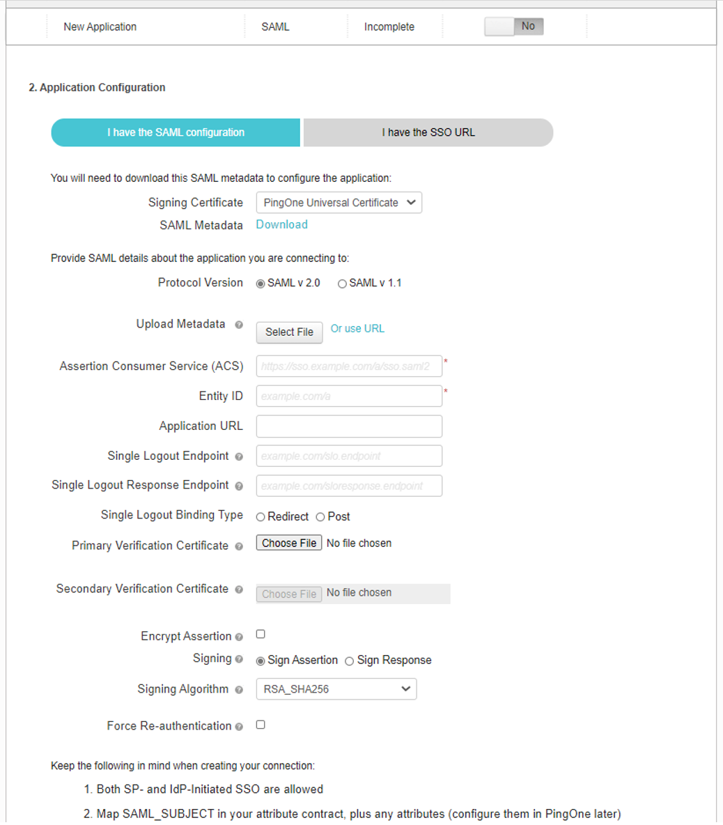 Downloading the PingID application IdP metadata file