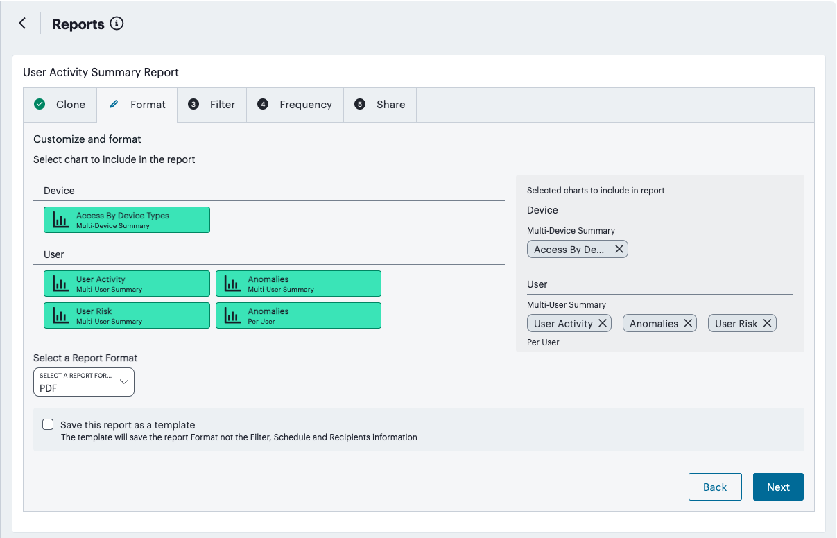 Creating a report - Format step