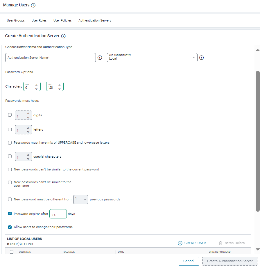 Adding a new local user authentication method