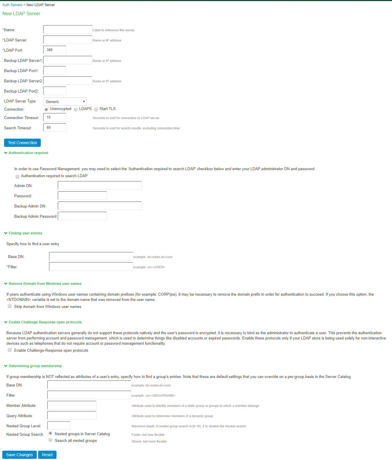 Ldap Server Options