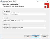 Ivanti Cloud Configuration window