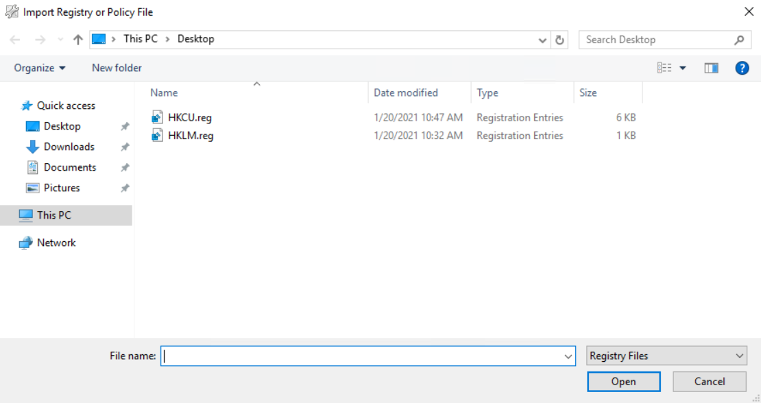 Configure Registry Settings