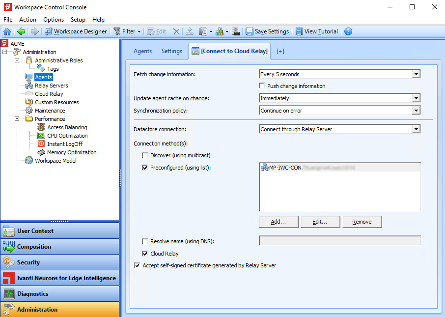 Configure Workspace Control Agents for Cloud Relay