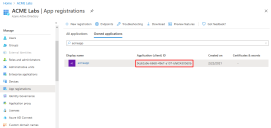 Location of the Application (client) ID in the Azure portal left side menu, App registrations.