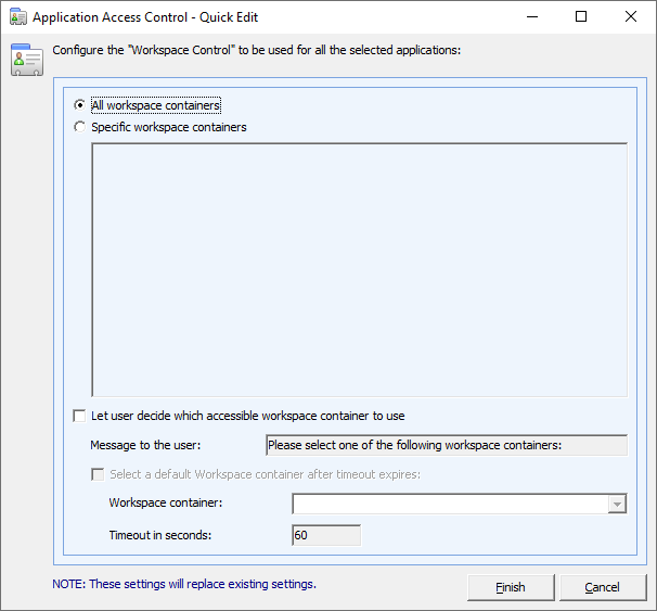 Access Control on Workspace Containers