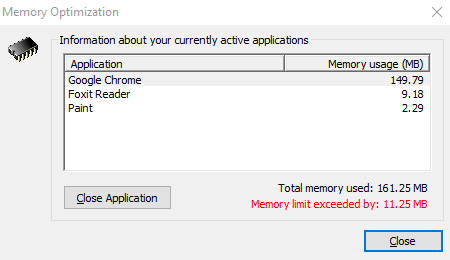 Memory optimization message - memory limit exceeded