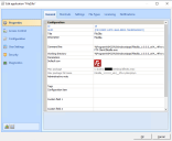 Setting application window for an MSIX application, Side menu Properties, General tab overview.