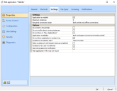 Edit application window for an MSIX application, Properties, Settings tab overview.