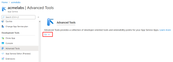 Location of Go button in side menu, Development tools, Advanced tools