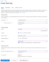Overview of the Create Web App window, Basic tab.