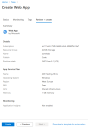 Overview of the Create Web App, Review + create tab.